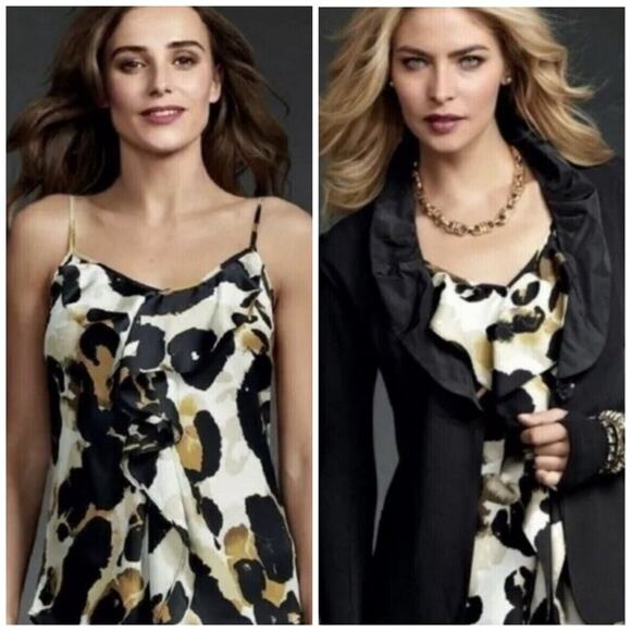 CAbi Tops - Cabi Ingenue Ruffle Cami Top Animal Print Spring Summer Flowy Size Medium #174